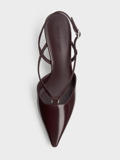 CHARLES & KEITH Exclusive | V-Strap Slingback Pumps - Burgundy