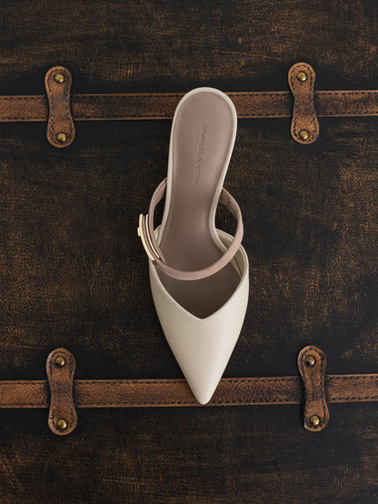 CHARLES & KEITH Premium | Lando Heeled Mules - Chalk