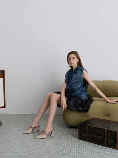 CHARLES & KEITH Premium | Lando Heeled Mules - Chalk