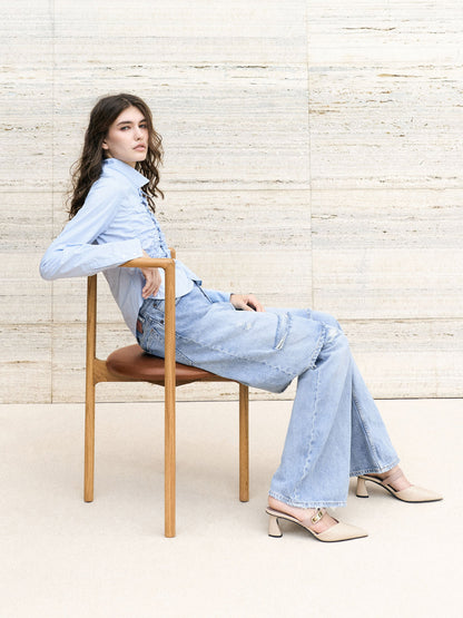 CHARLES & KEITH Premium | Lando Heeled Mules - Chalk