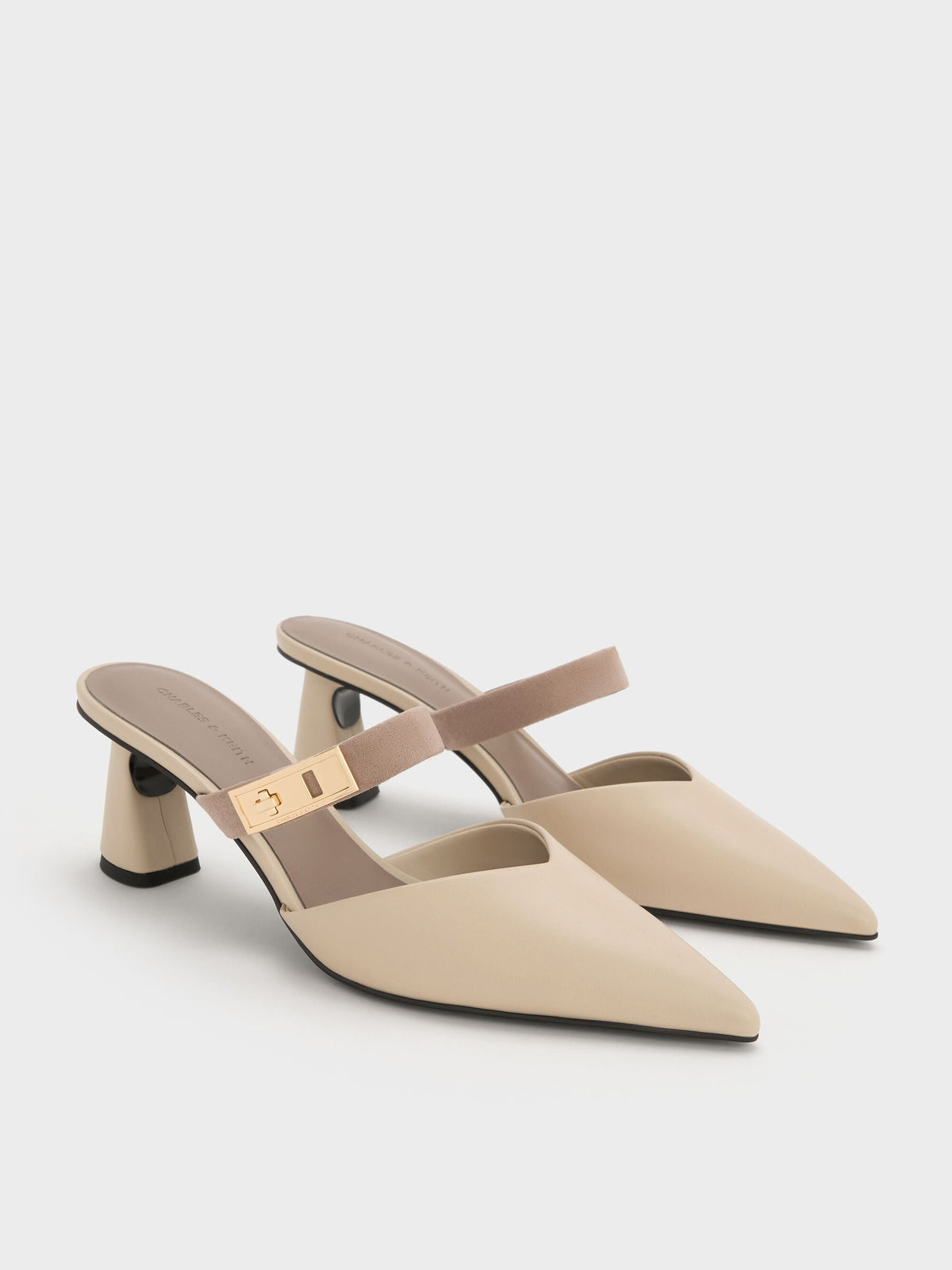 CHARLES & KEITH Premium | Lando Heeled Mules - Chalk