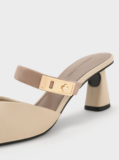 CHARLES & KEITH Premium | Lando Heeled Mules - Chalk