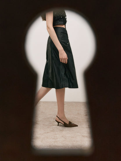 CHARLES & KEITH Everyday | Griselda Faux Suede Slingback Pumps - Dark Brown Textured