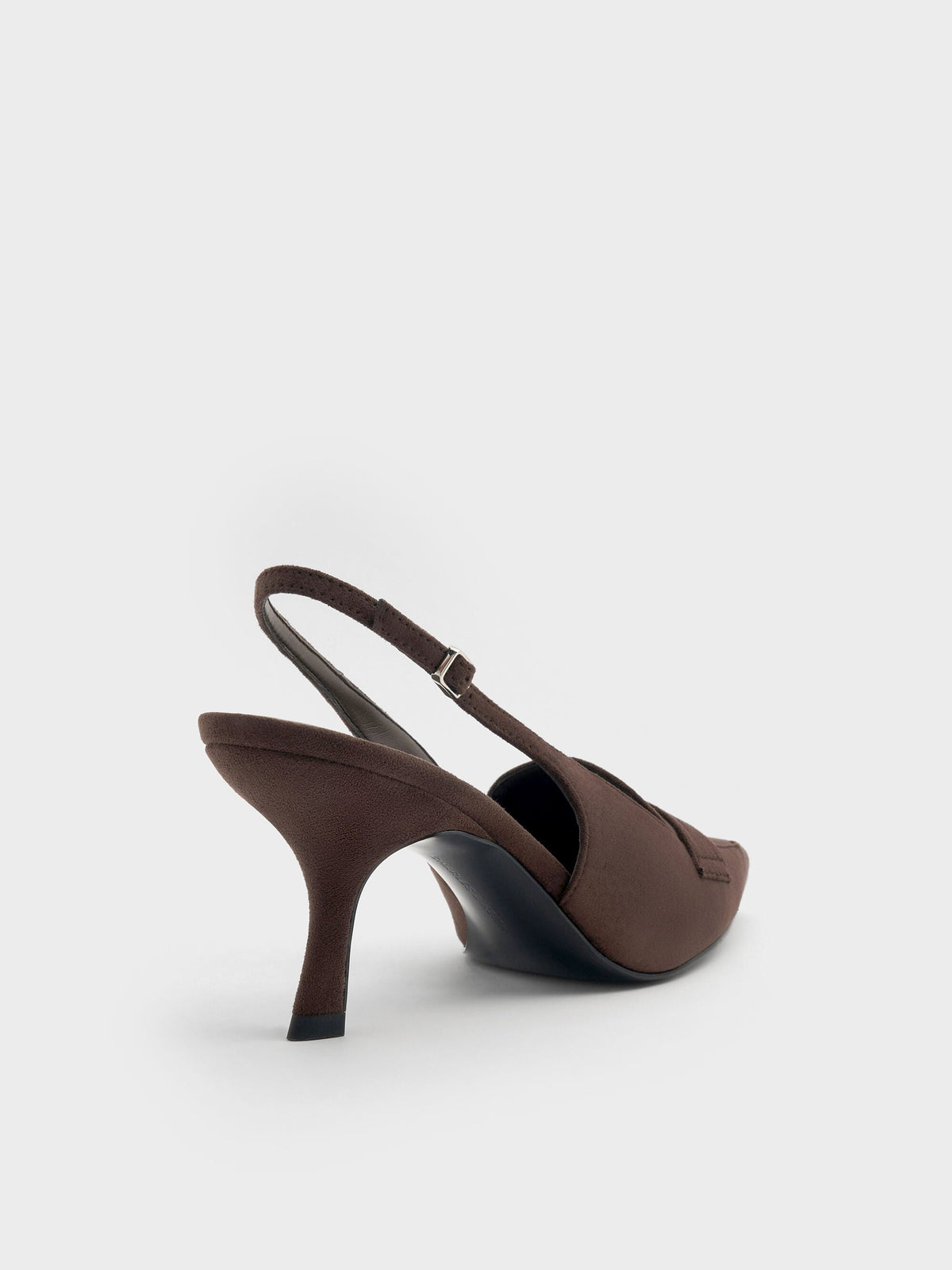 CHARLES & KEITH Everyday | Griselda Faux Suede Slingback Pumps - Dark Brown Textured