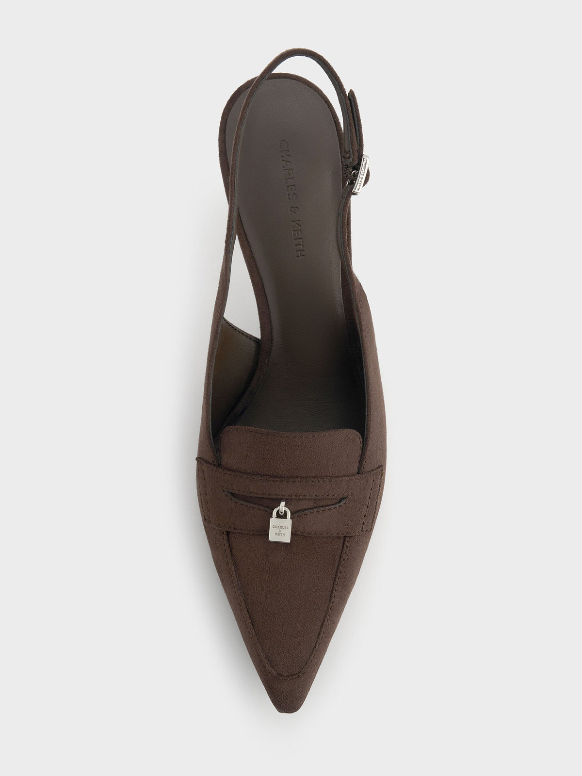 CHARLES & KEITH Everyday | Griselda Faux Suede Slingback Pumps - Dark Brown Textured