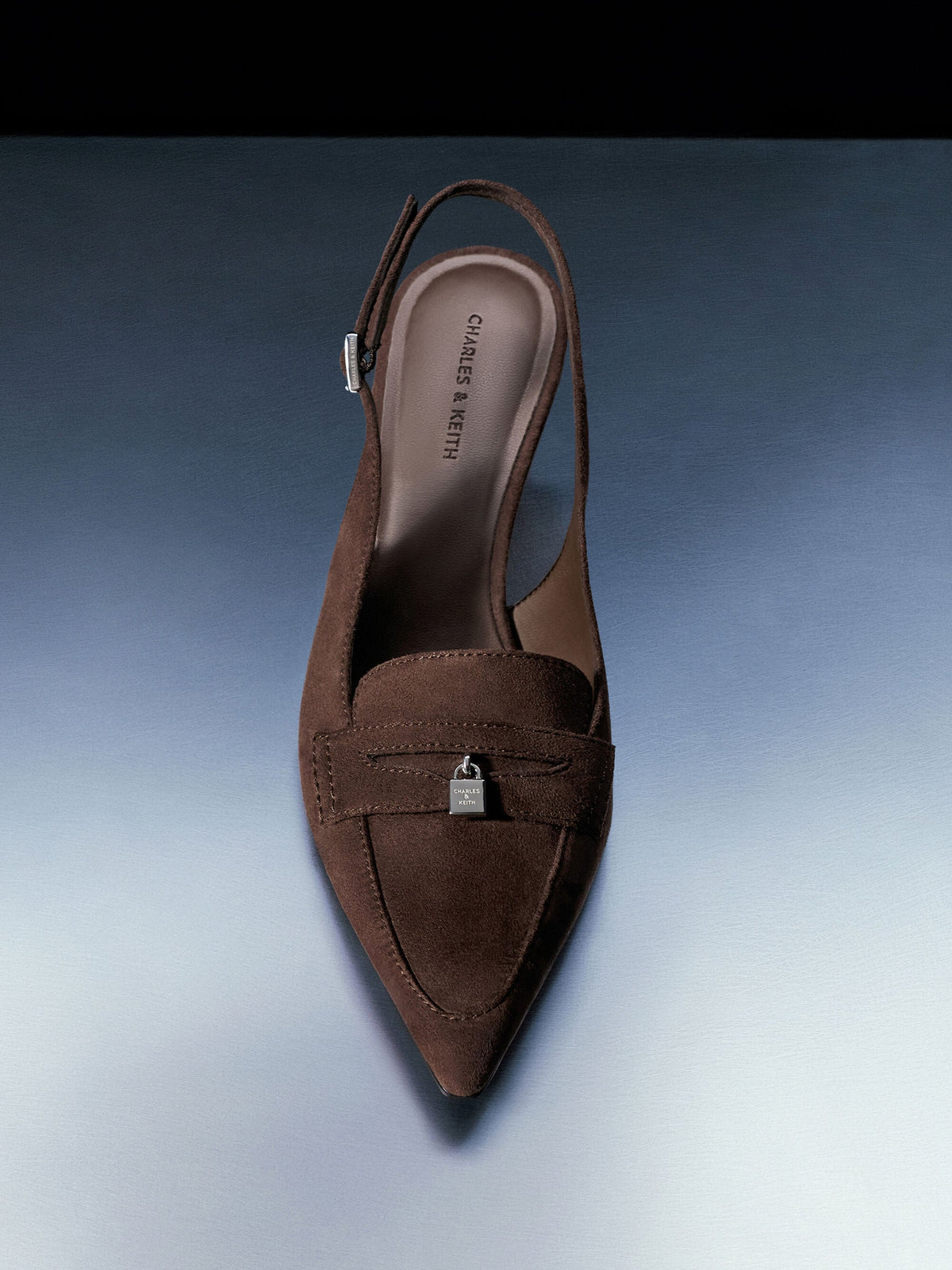 CHARLES & KEITH Everyday | Griselda Faux Suede Slingback Pumps - Dark Brown Textured