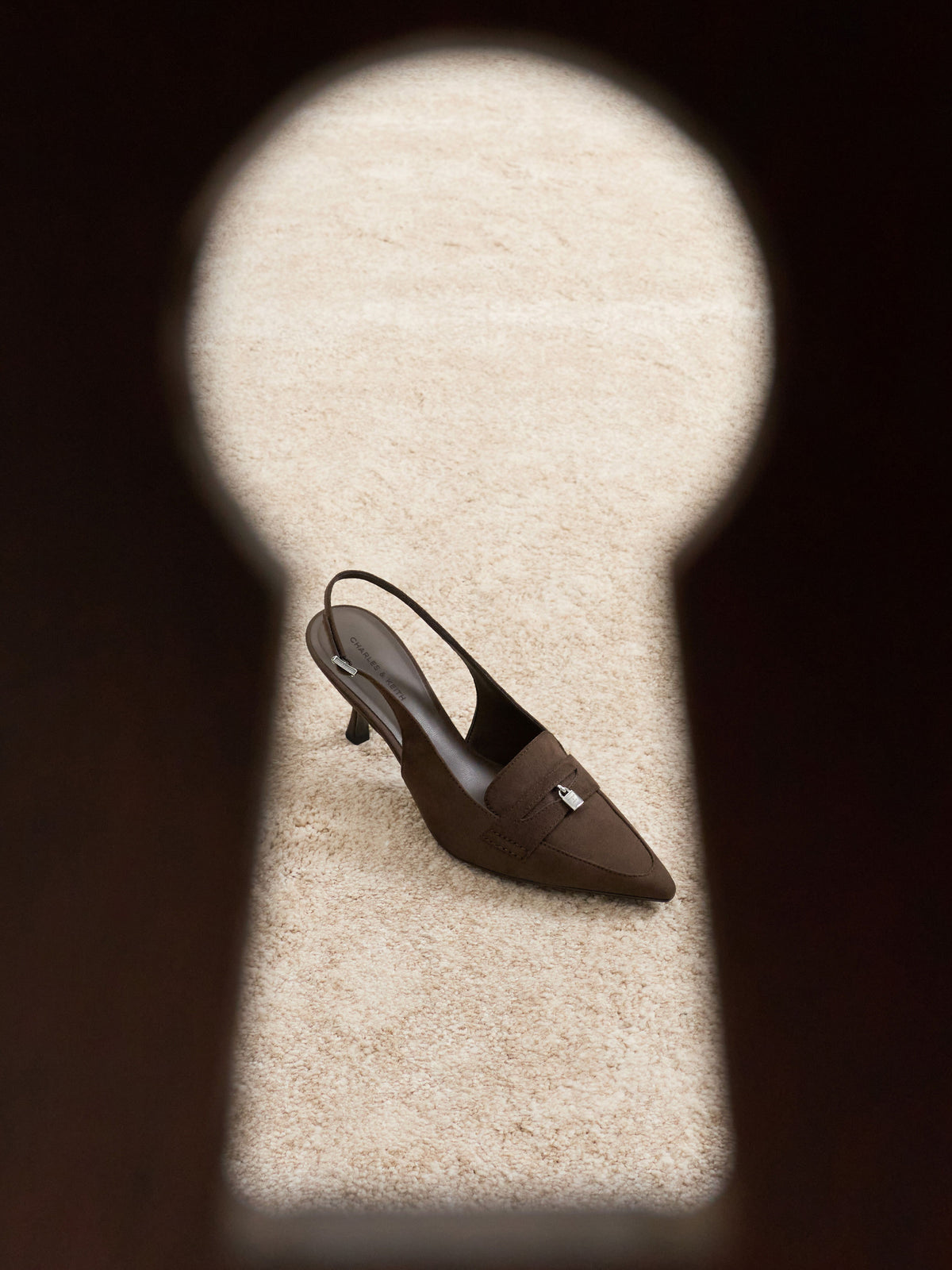 CHARLES & KEITH Everyday | Griselda Faux Suede Slingback Pumps - Dark Brown Textured