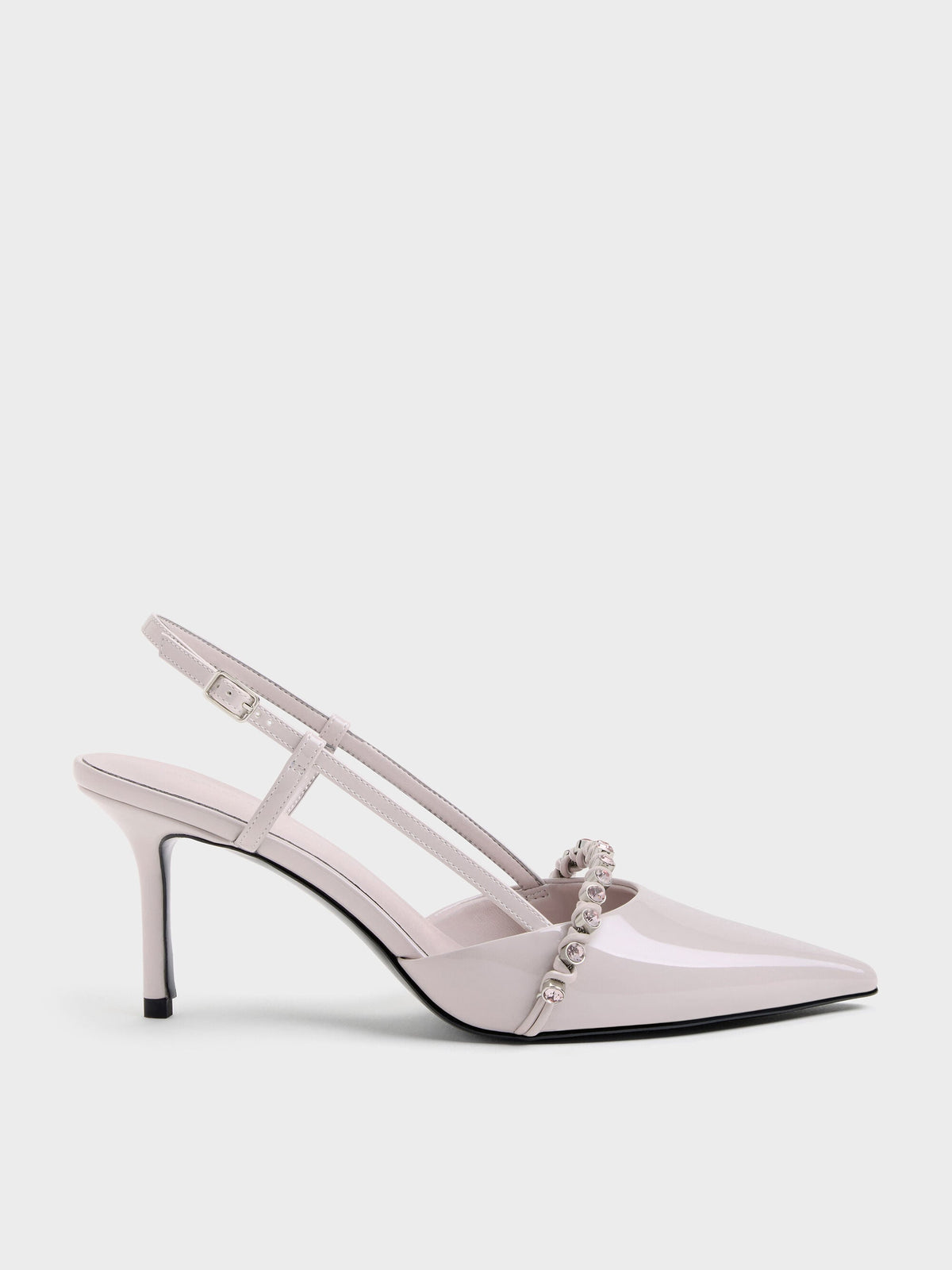 CHARLES & KEITH Discount | Patent Crystal Slingback Pumps - Lilac