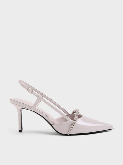 CHARLES & KEITH Discount | Patent Crystal Slingback Pumps - Lilac