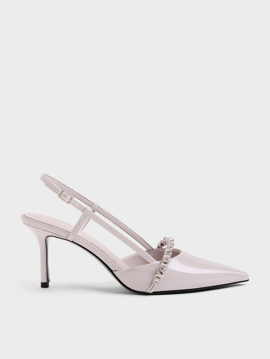 CHARLES & KEITH Discount | Patent Crystal Slingback Pumps - Lilac