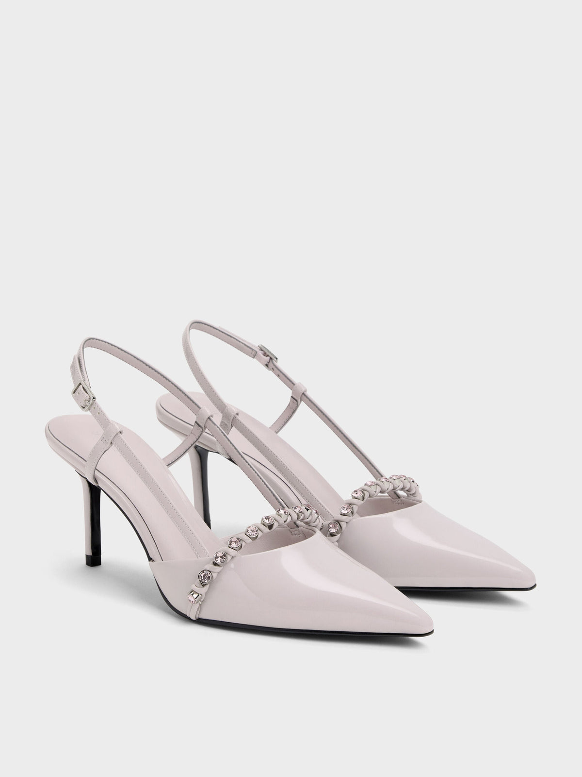 CHARLES & KEITH Discount | Patent Crystal Slingback Pumps - Lilac
