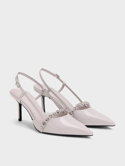 CHARLES & KEITH Discount | Patent Crystal Slingback Pumps - Lilac