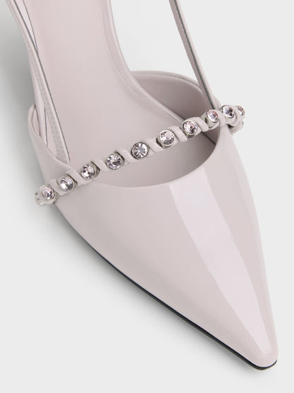 CHARLES & KEITH Discount | Patent Crystal Slingback Pumps - Lilac