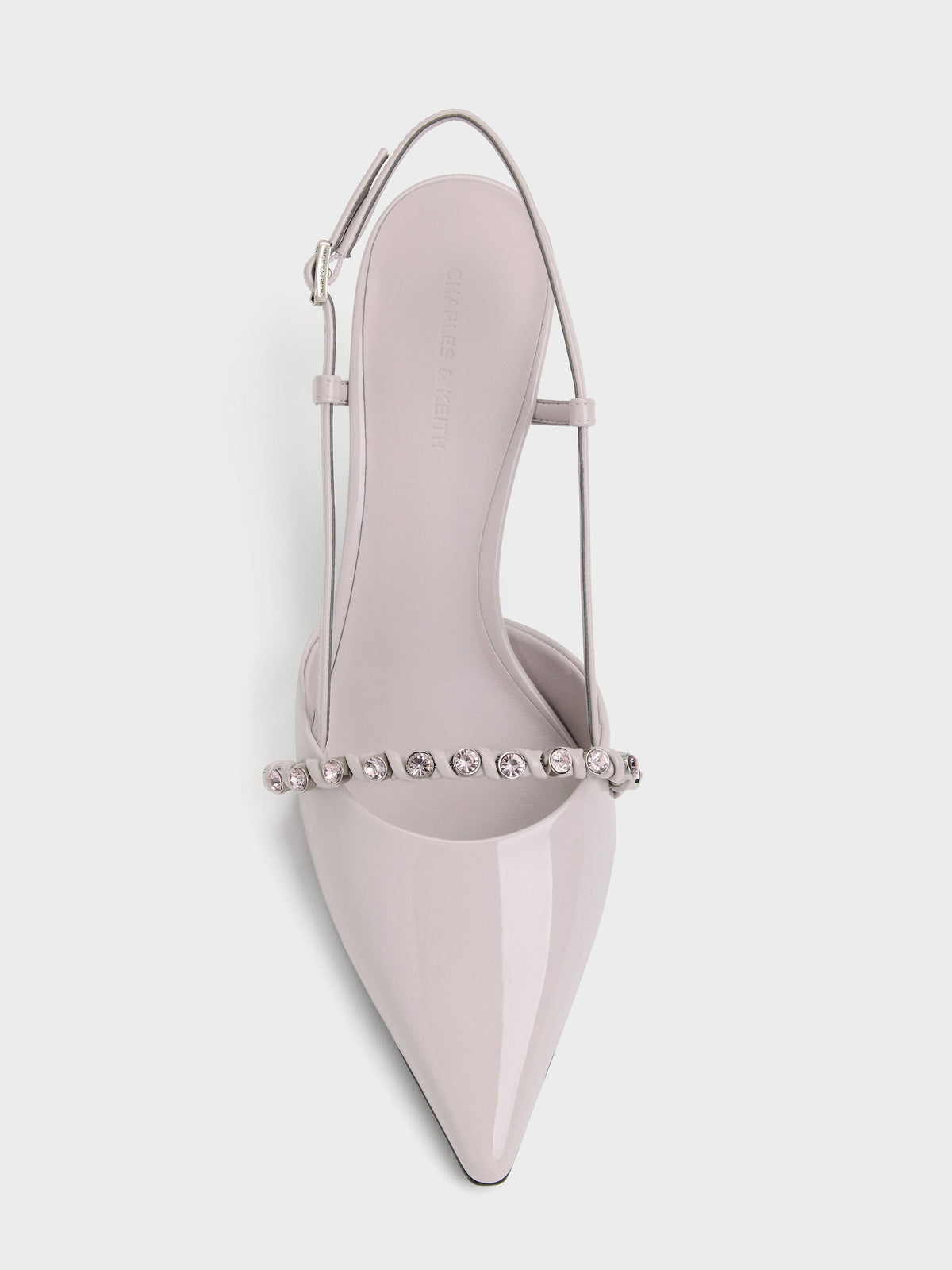CHARLES & KEITH Discount | Patent Crystal Slingback Pumps - Lilac