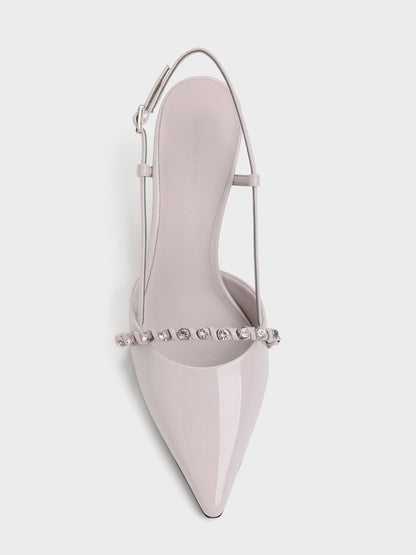 CHARLES & KEITH Discount | Patent Crystal Slingback Pumps - Lilac