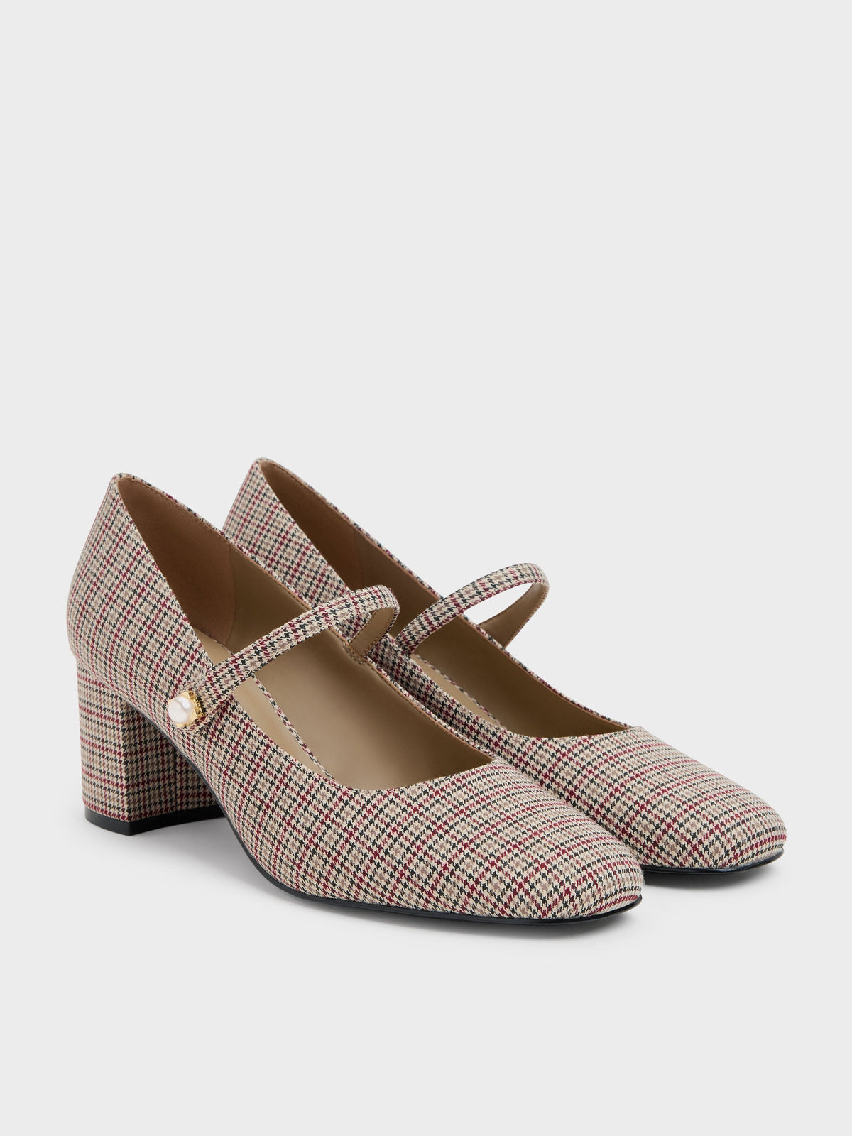 CHARLES & KEITH Recommended | Marie Checkered Pearl Mary Jane Pumps - Multi