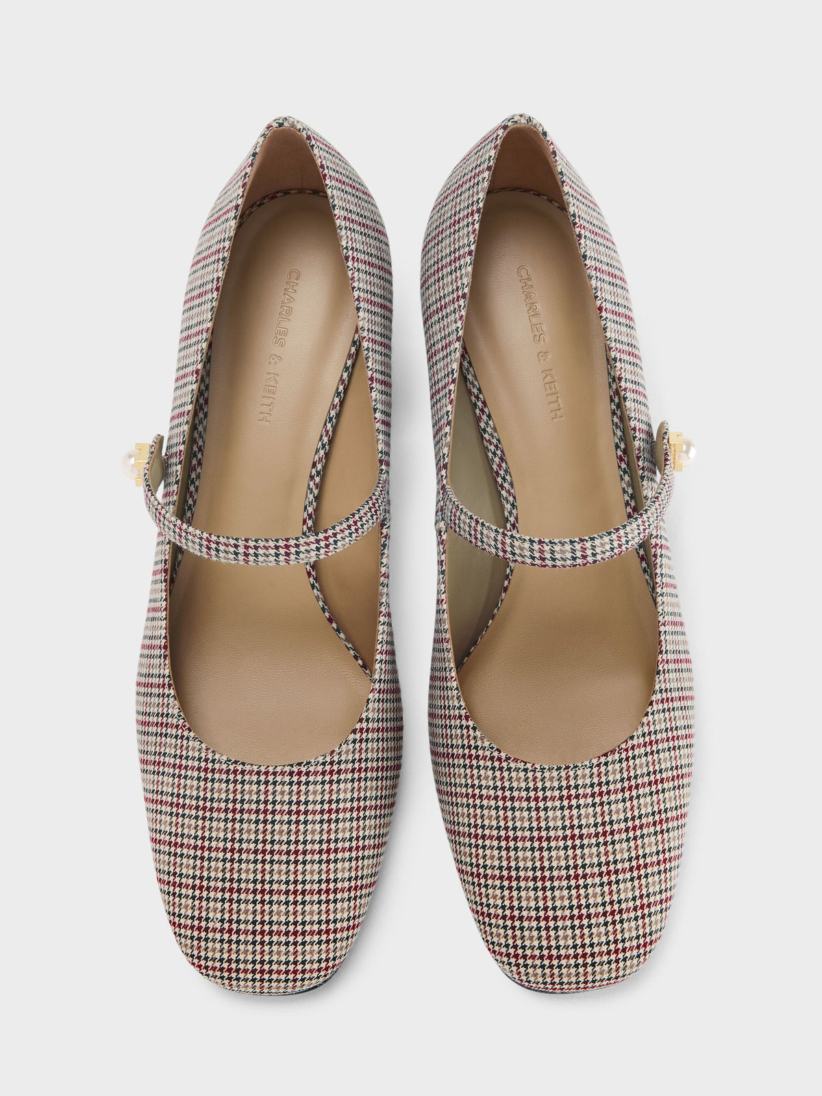 CHARLES & KEITH Recommended | Marie Checkered Pearl Mary Jane Pumps - Multi