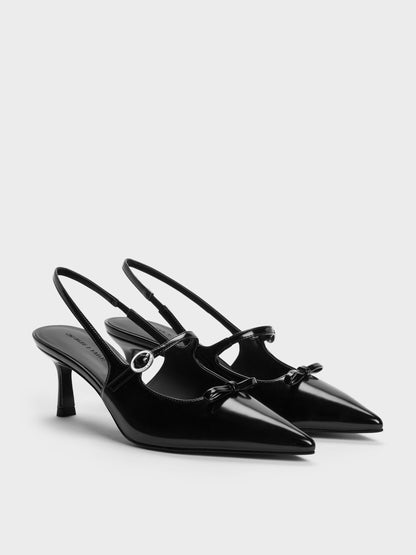 CHARLES & KEITH Value | Sonali Bow Slingback Pumps - Black Box