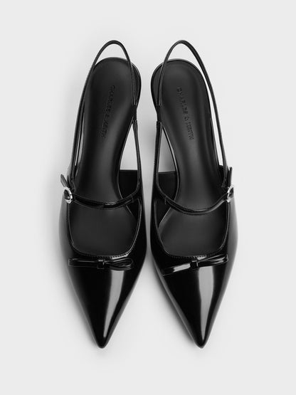 CHARLES & KEITH Value | Sonali Bow Slingback Pumps - Black Box
