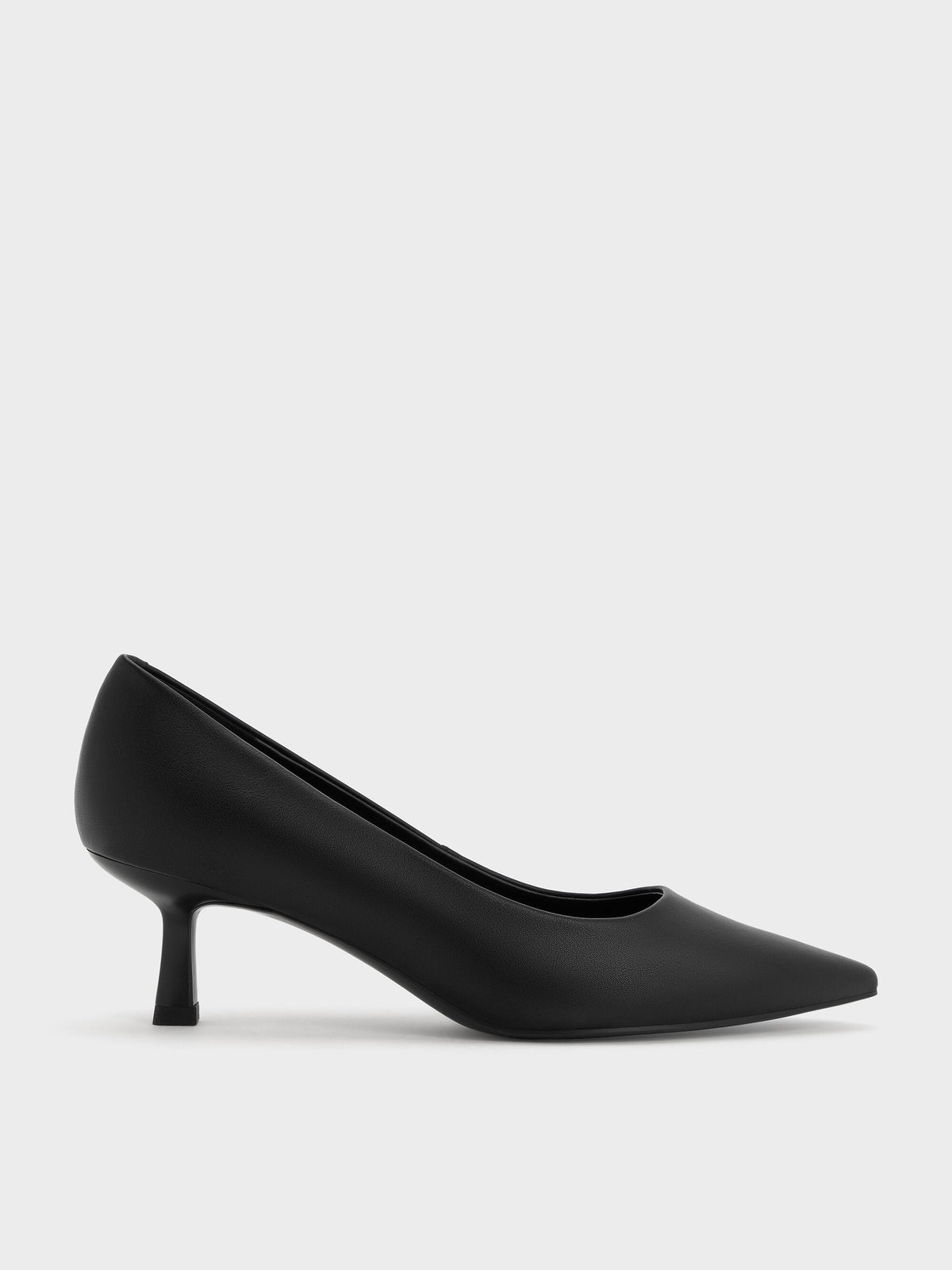CHARLES & KEITH Best Seller | Emmy Pointed Kitten Heel Pumps - Black