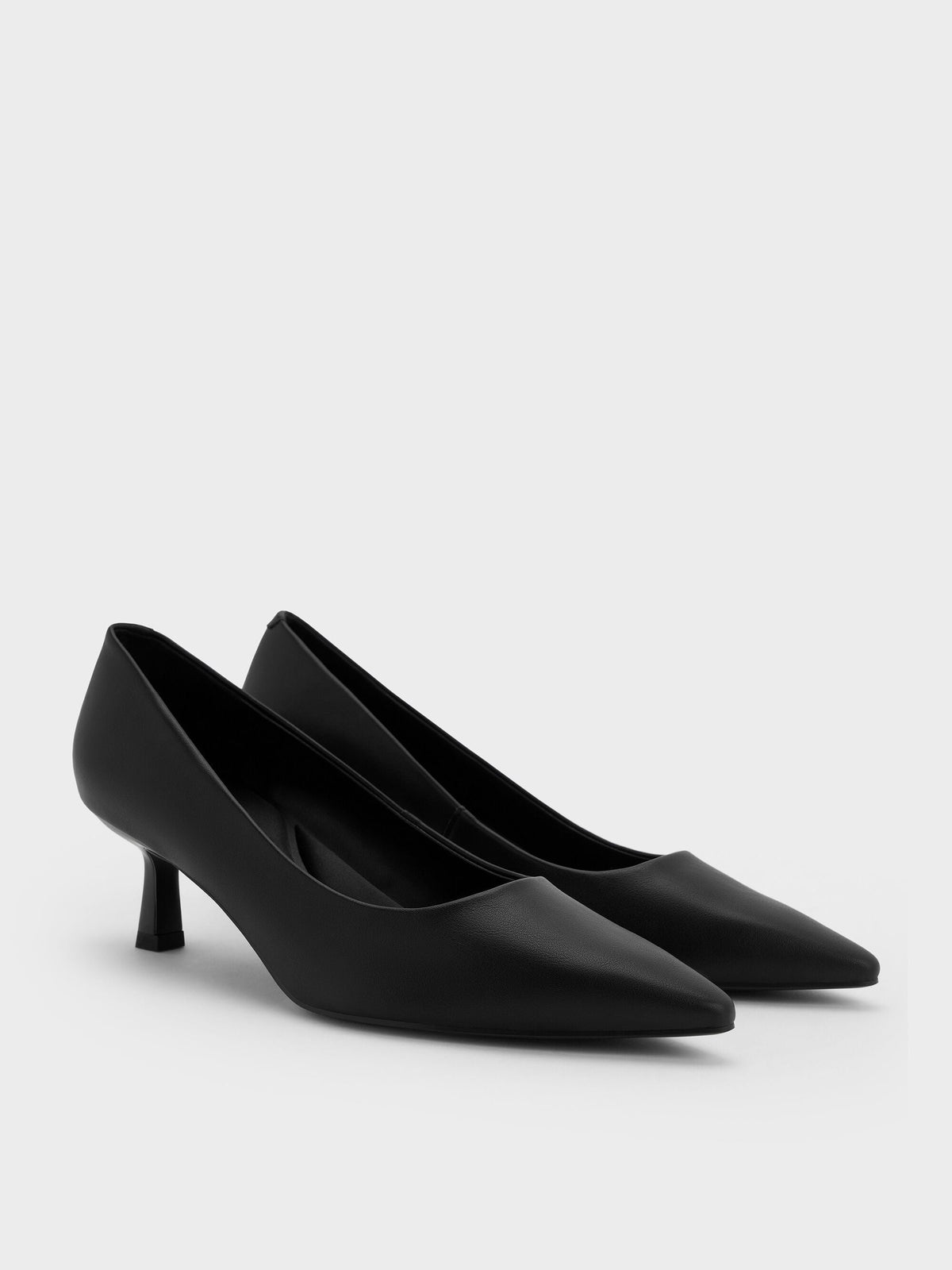 CHARLES & KEITH Best Seller | Emmy Pointed Kitten Heel Pumps - Black