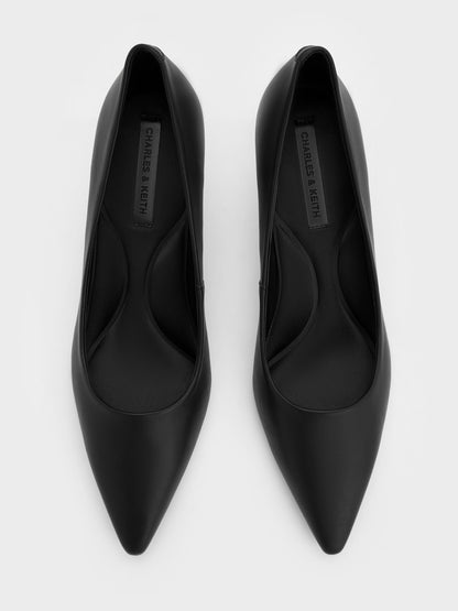 CHARLES & KEITH Best Seller | Emmy Pointed Kitten Heel Pumps - Black