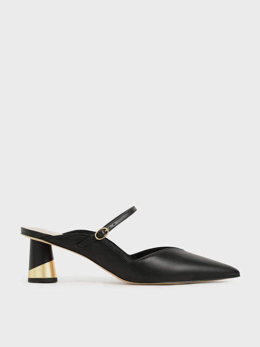 CHARLES & KEITH Best Price | Cammie Metallic-Heel Mules - Black