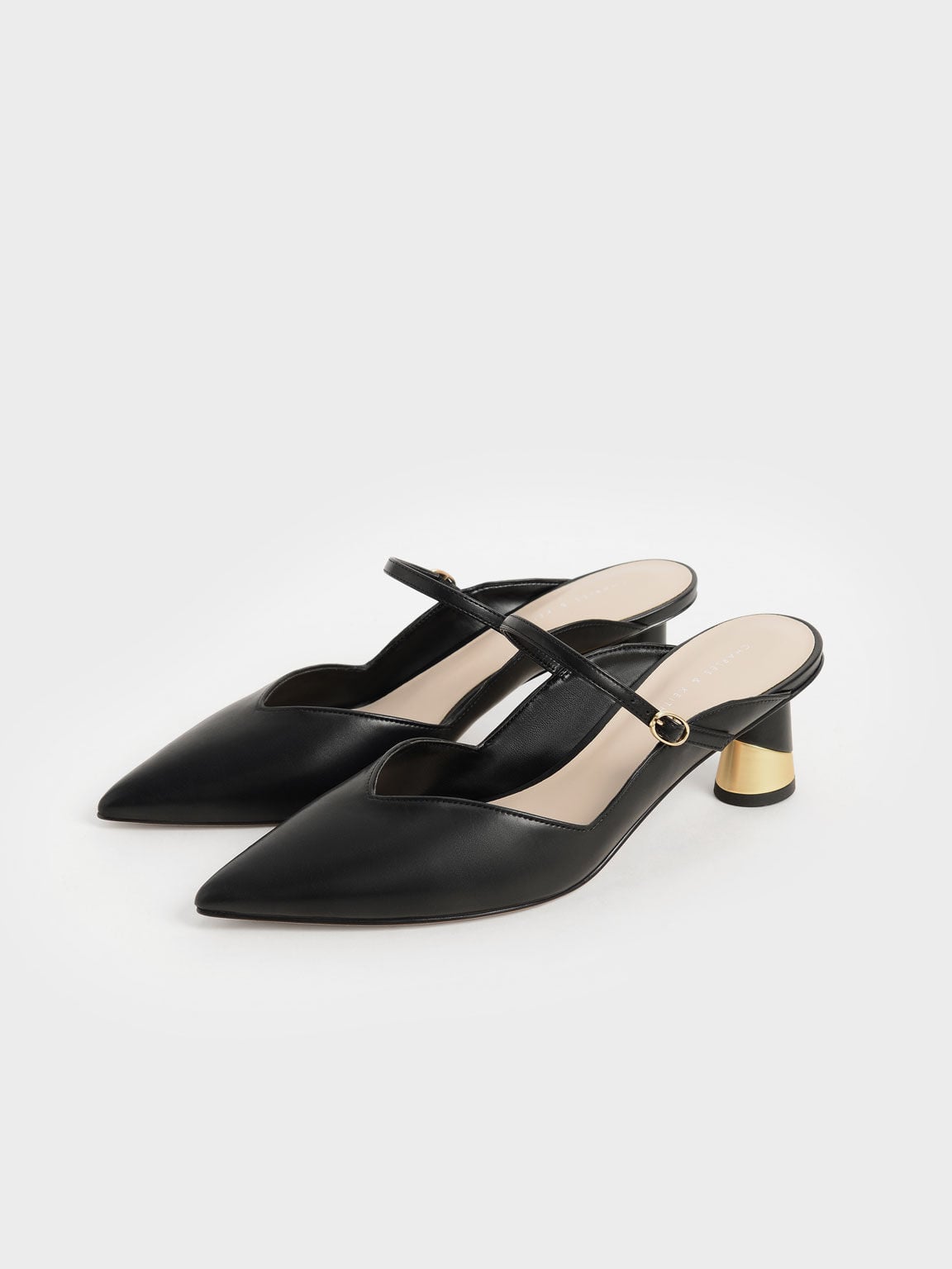 CHARLES & KEITH Best Price | Cammie Metallic-Heel Mules - Black