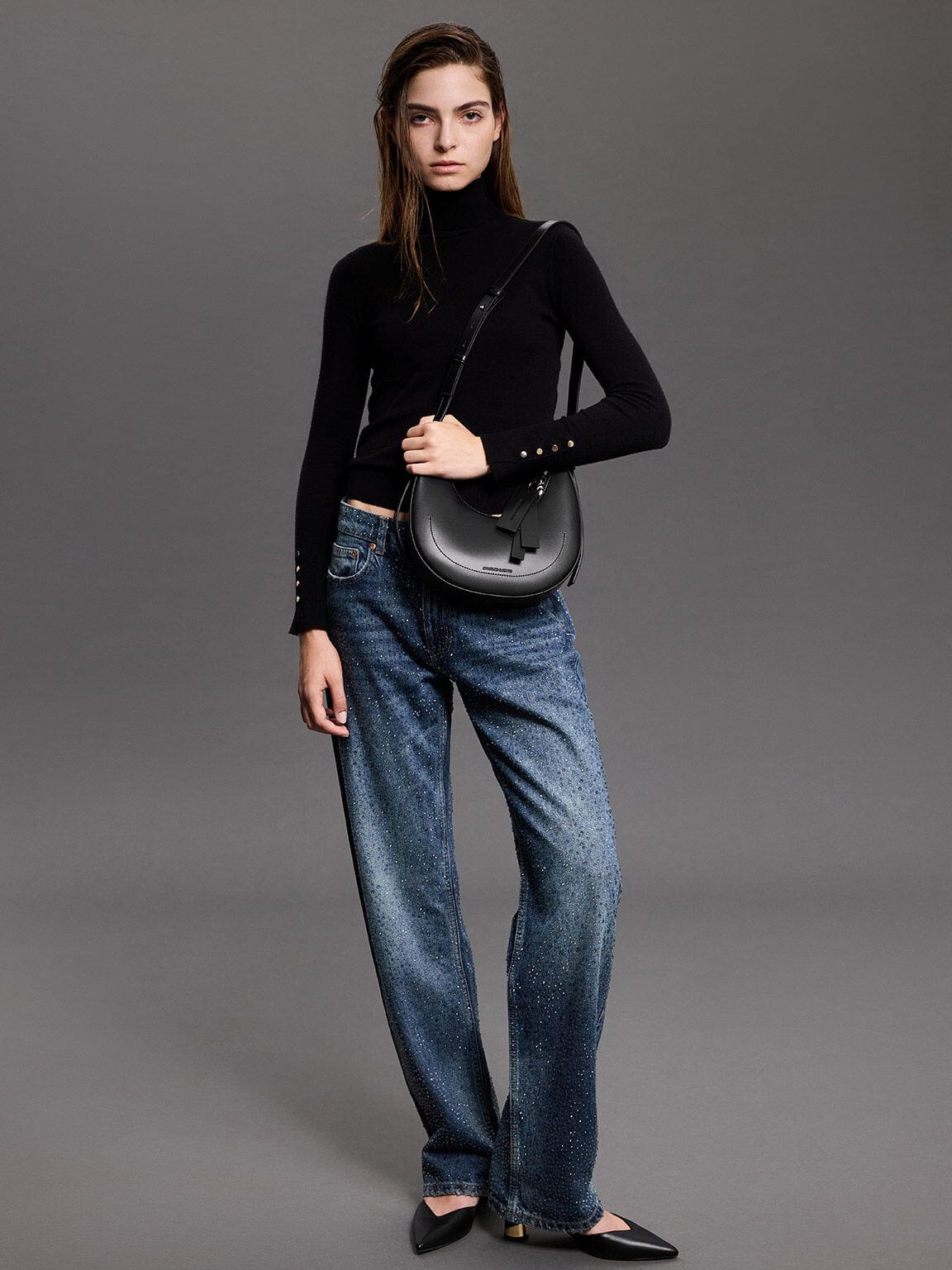 CHARLES & KEITH Best Price | Cammie Metallic-Heel Mules - Black