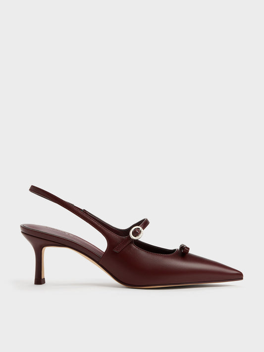 CHARLES & KEITH Deals | Sonali Bow Slingback Pumps - Burgundy