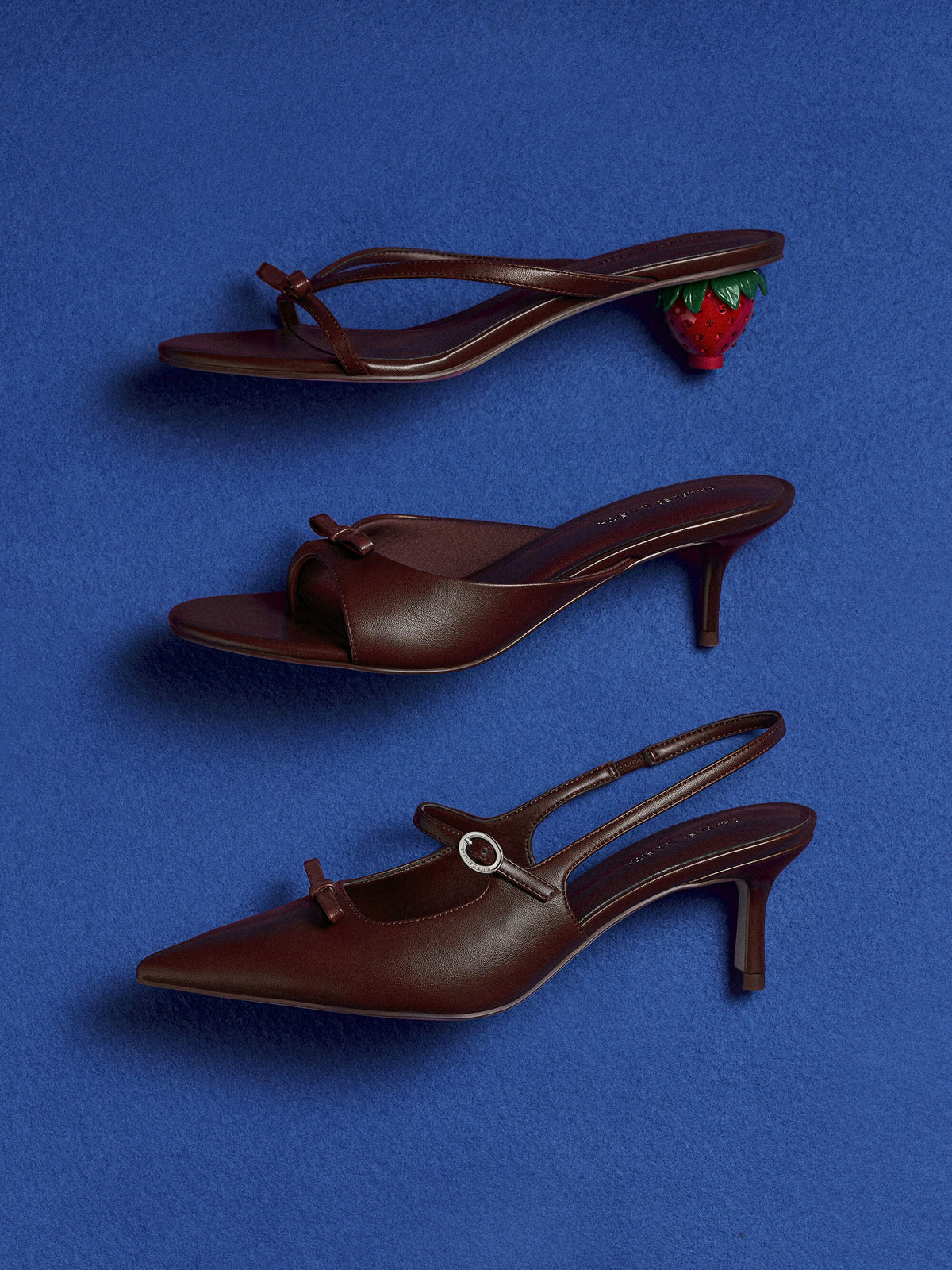 CHARLES & KEITH Deals | Sonali Bow Slingback Pumps - Burgundy