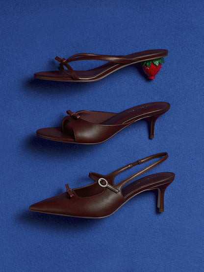CHARLES & KEITH Deals | Sonali Bow Slingback Pumps - Burgundy