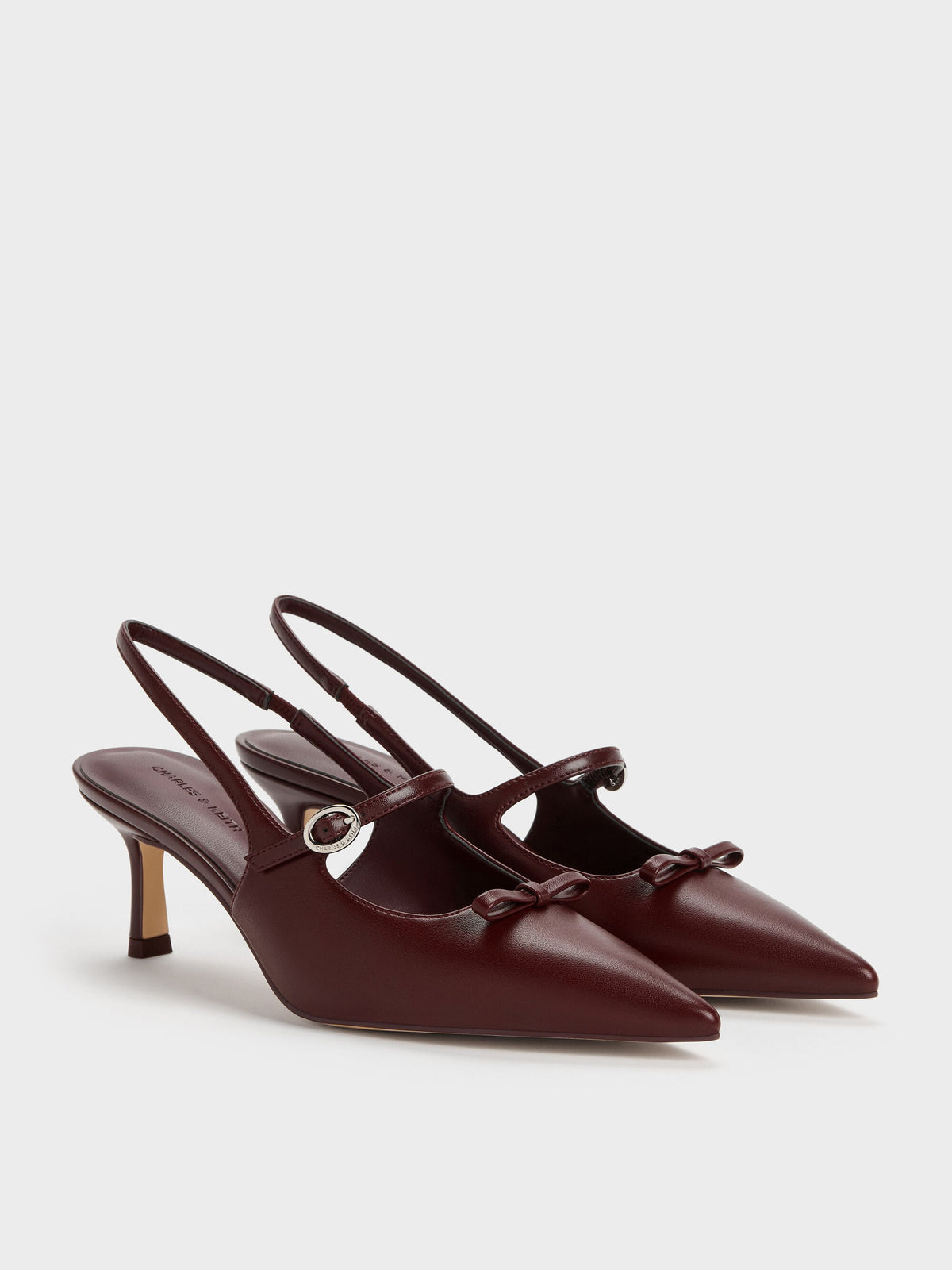 CHARLES & KEITH Deals | Sonali Bow Slingback Pumps - Burgundy