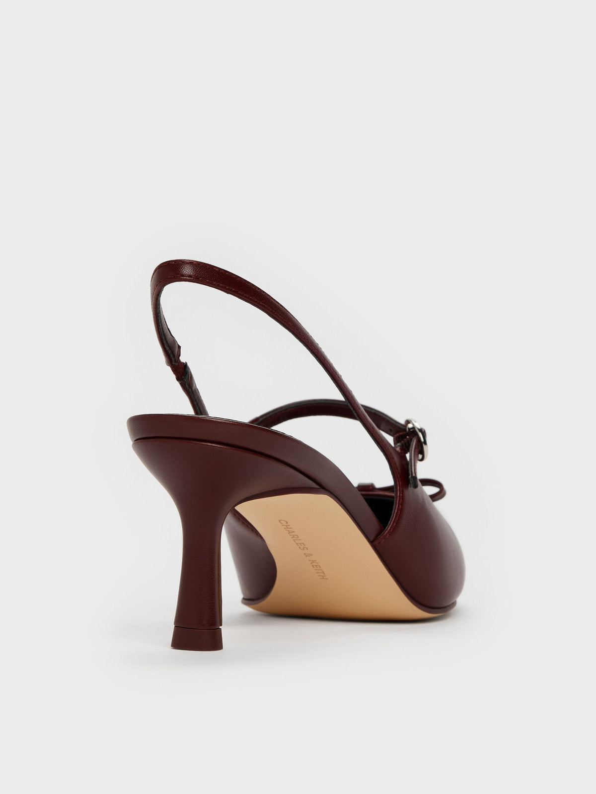 CHARLES & KEITH Deals | Sonali Bow Slingback Pumps - Burgundy