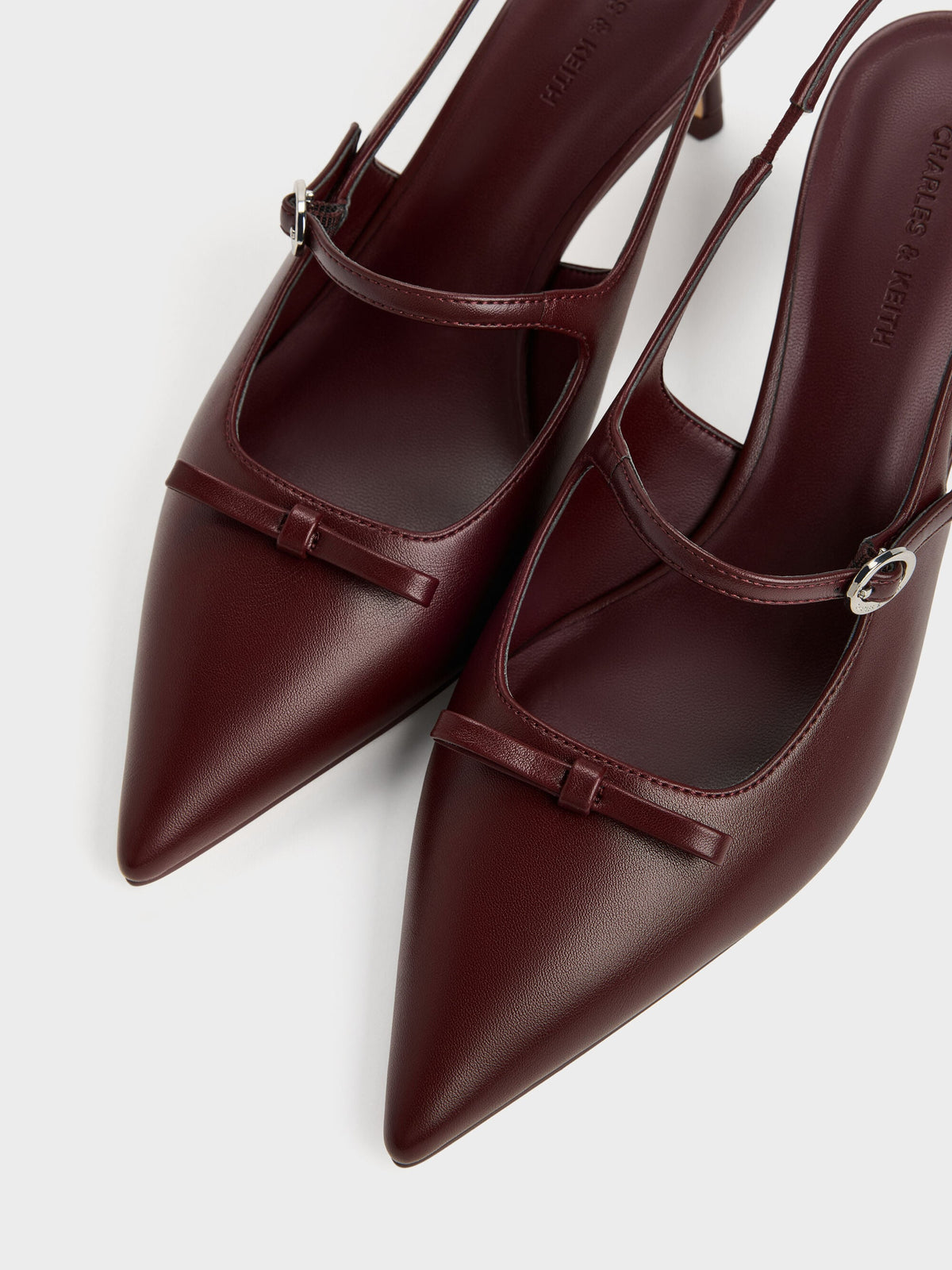 CHARLES & KEITH Deals | Sonali Bow Slingback Pumps - Burgundy