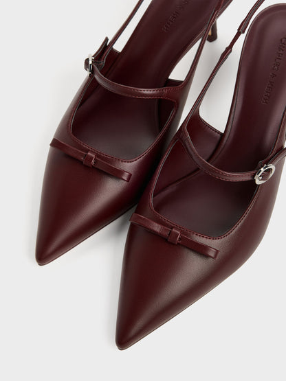 CHARLES & KEITH Deals | Sonali Bow Slingback Pumps - Burgundy
