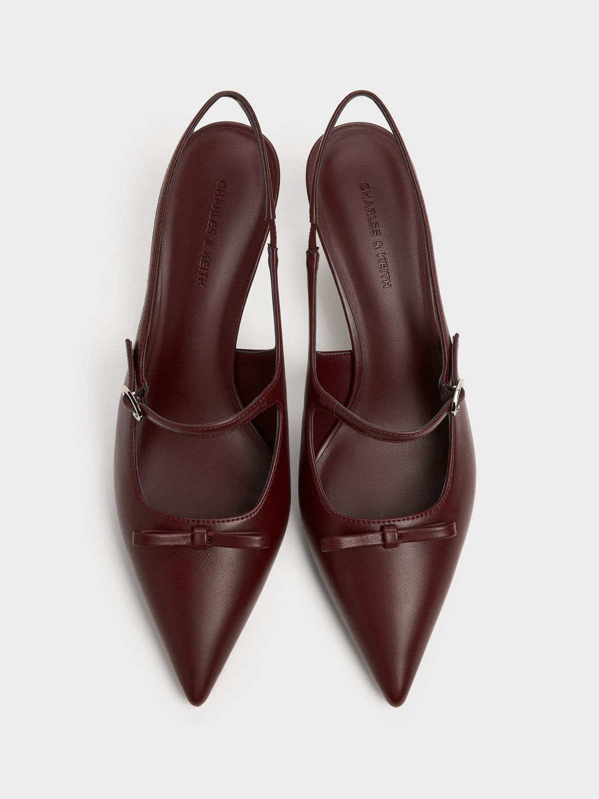 CHARLES & KEITH Deals | Sonali Bow Slingback Pumps - Burgundy
