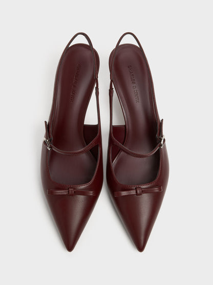 CHARLES & KEITH Deals | Sonali Bow Slingback Pumps - Burgundy