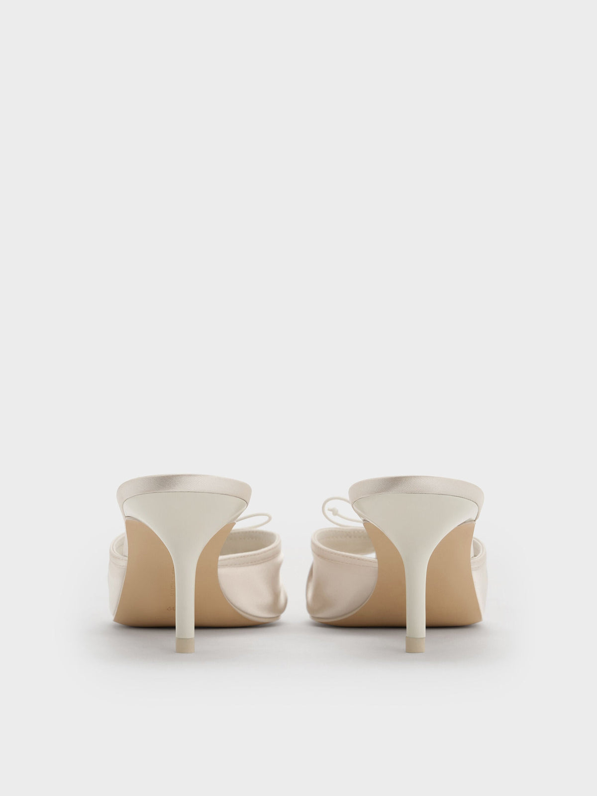 CHARLES & KEITH Recommended | Sadira Satin Ruched Bow Heeled Mules - Chalk