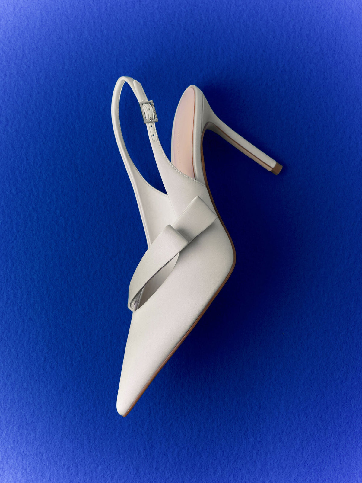 CHARLES & KEITH Signature | Satin Pleated-Strap Slingback Pumps - Light Grey