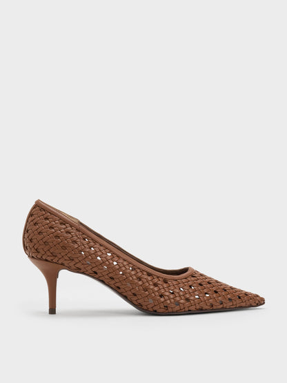 CHARLES & KEITH Popular | Woven Pointed Stiletto Pumps - Brown
