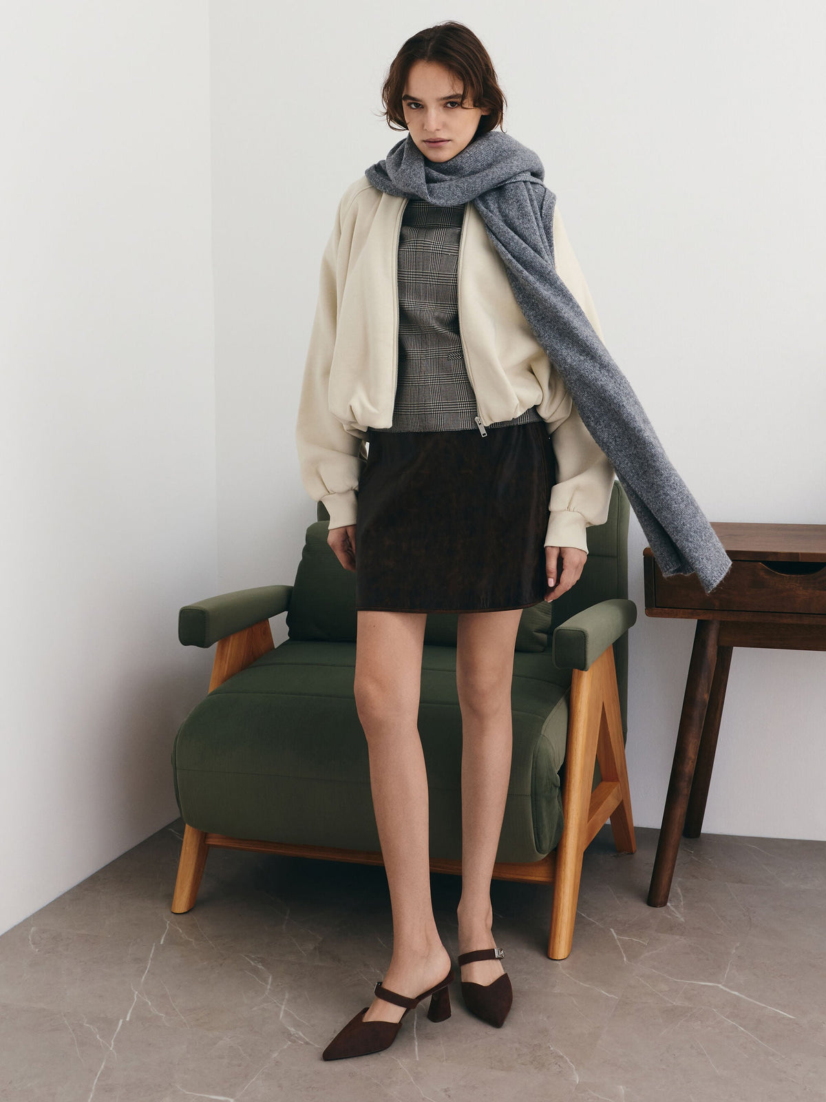 CHARLES & KEITH Discount | Lando Faux Suede Heeled Mules - Dark Brown Textured
