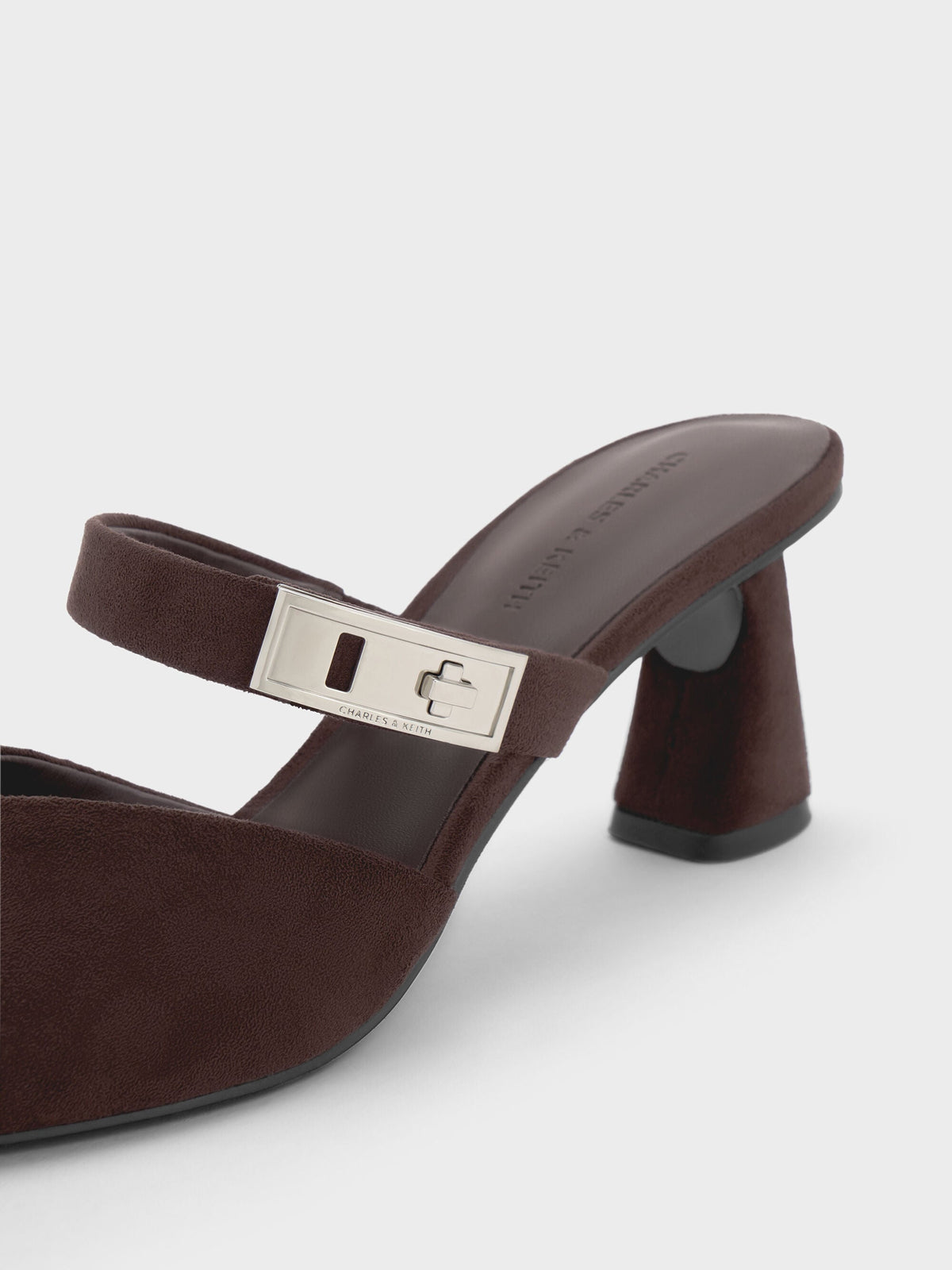 CHARLES & KEITH Discount | Lando Faux Suede Heeled Mules - Dark Brown Textured