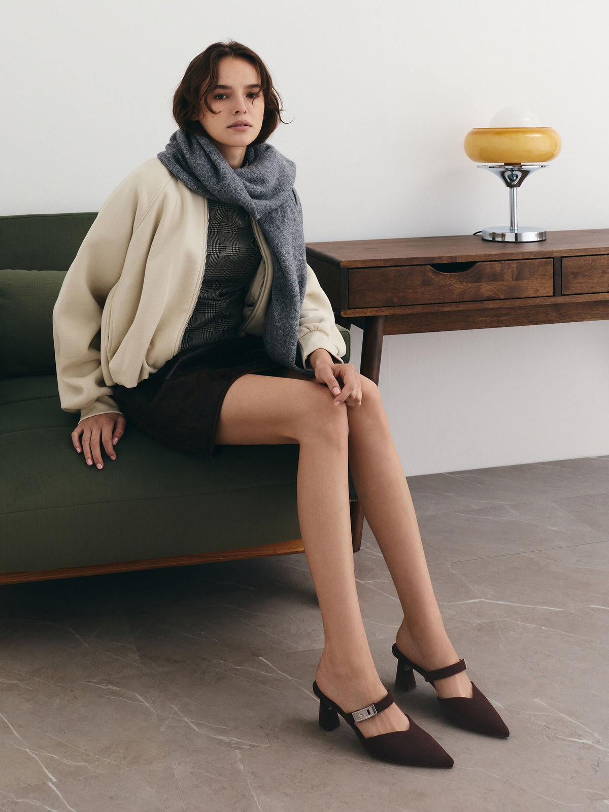 CHARLES & KEITH Discount | Lando Faux Suede Heeled Mules - Dark Brown Textured