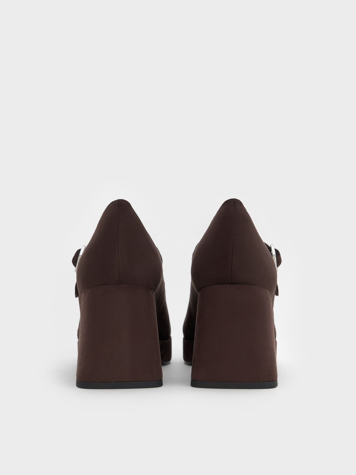 CHARLES & KEITH Great Value | Faux Suede Platform Mary Jane Pumps - Dark Brown Textured