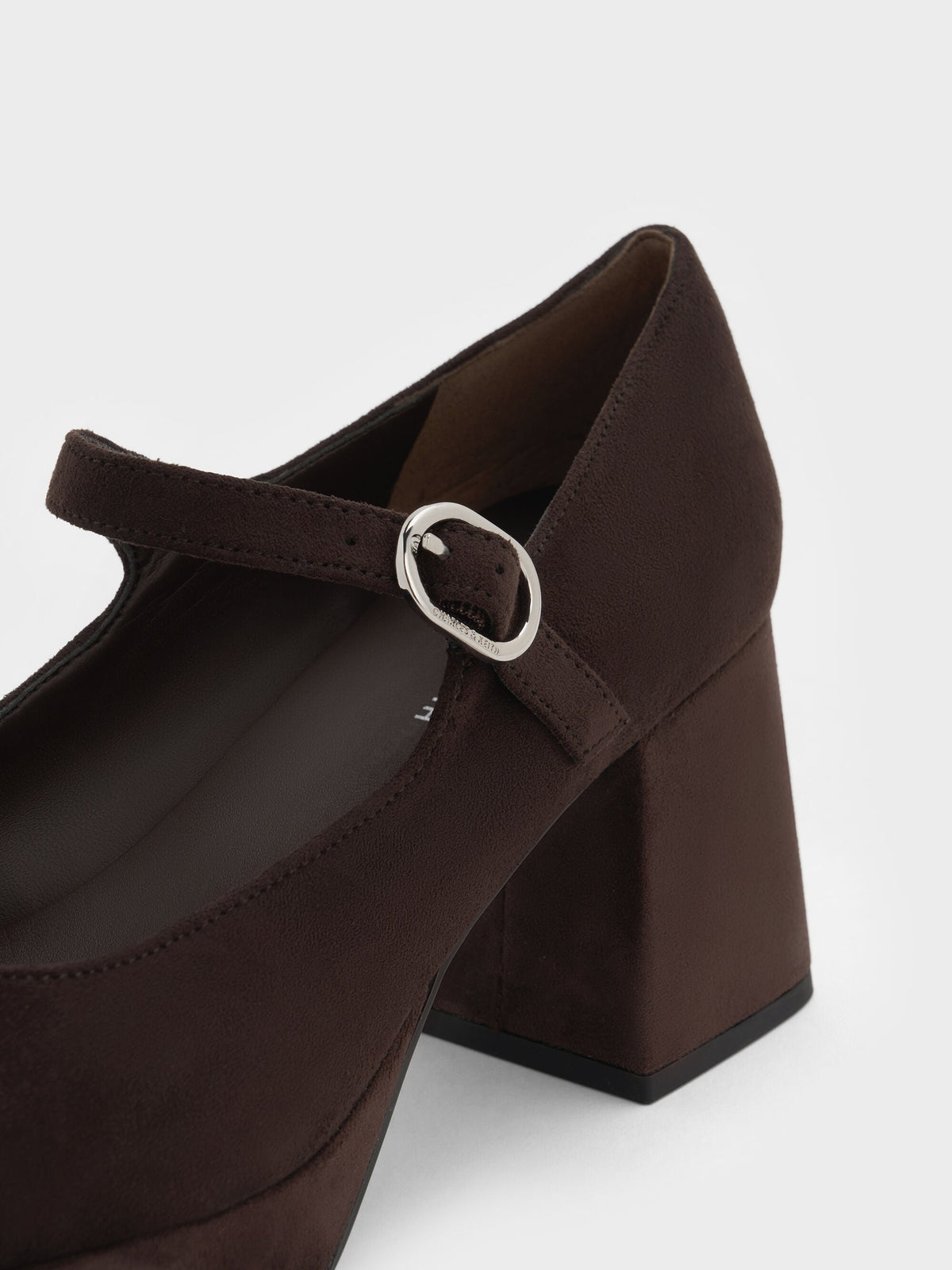 CHARLES & KEITH Great Value | Faux Suede Platform Mary Jane Pumps - Dark Brown Textured
