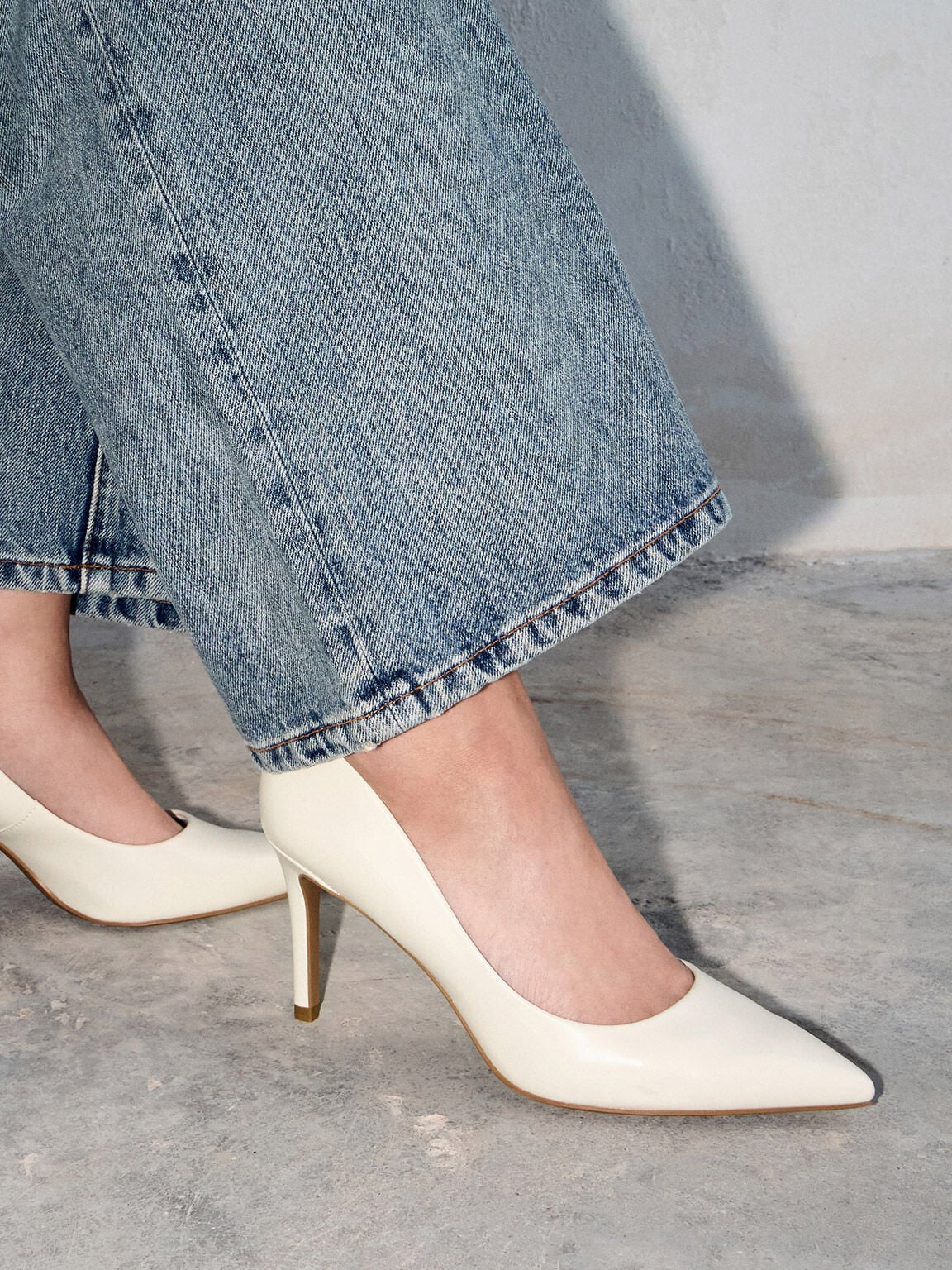 CHARLES & KEITH Exclusive | Emmy Pointed Stiletto Pumps - Chalk