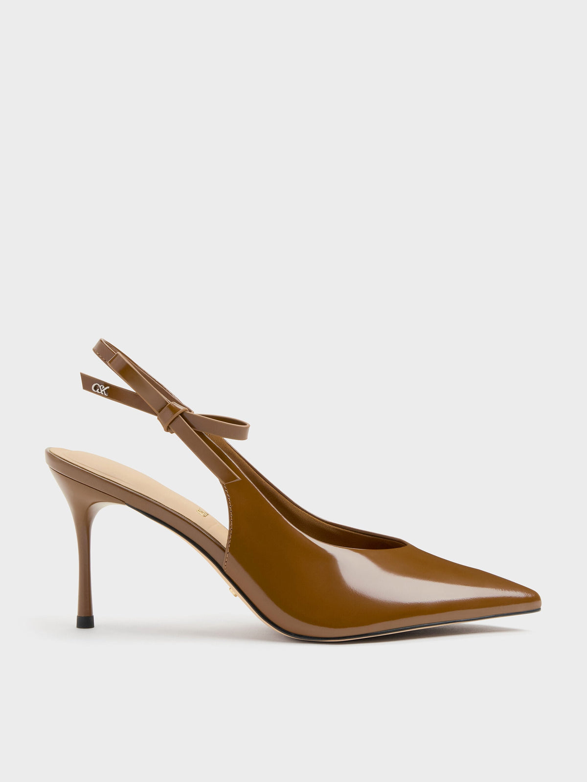 CHARLES & KEITH Everyday | Anastasia Leather Slingback Pumps - Brown