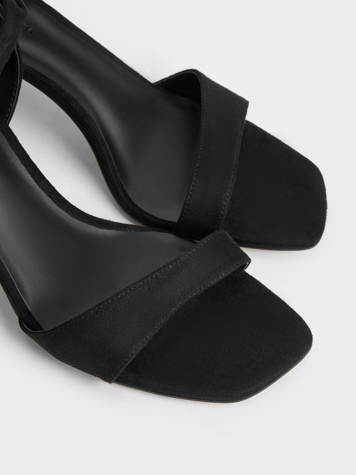 CHARLES & KEITH Smart Buy | Eliana Textured Tie-Around Heeled Sandals - Black Textured