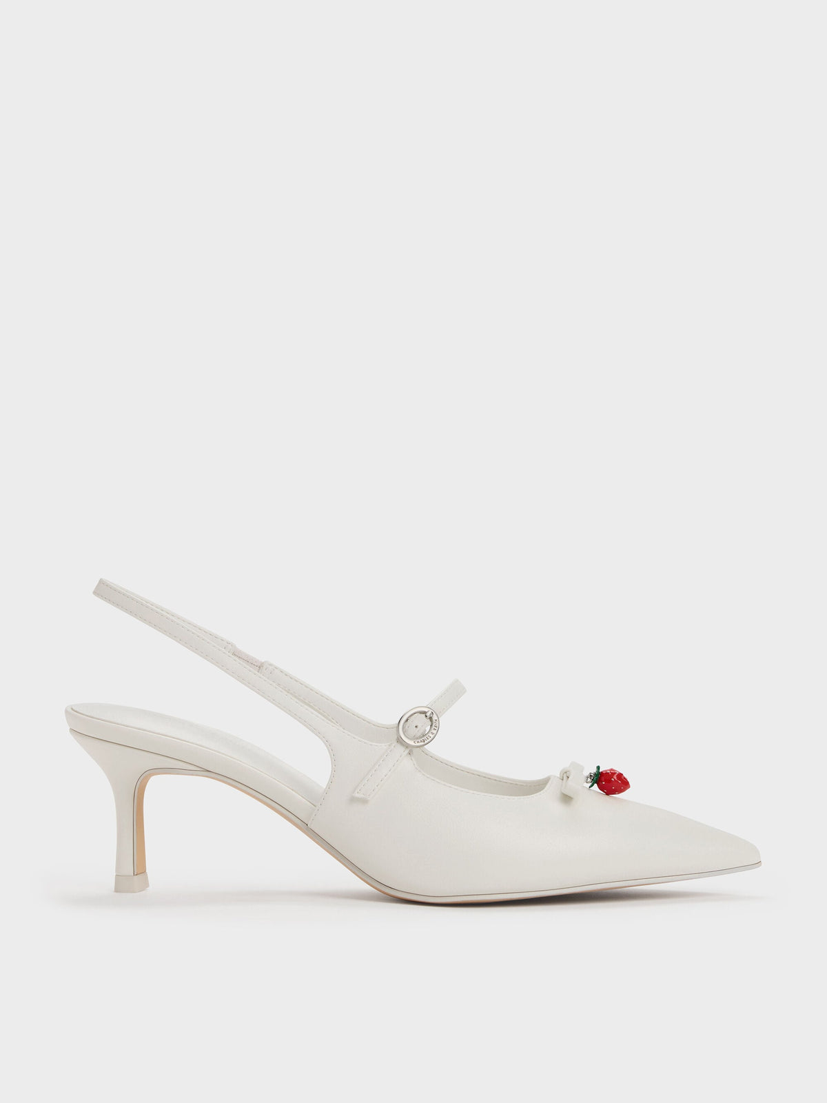 CHARLES & KEITH Essential | Sonali Strawberry Bow Slingback Pumps - White